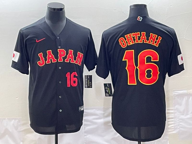 Men 2023 World Cub Japan #16 Ohtani Black Nike MLB Jersey1->more jerseys->MLB Jersey